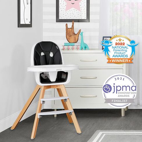 Evolur Zoodle 2-in-1 High Chair for Baby & Toddler – Convertible High Chair to Toddler Chair, Padded Seat, 5-Point Safety Harness, Dual Dishwasher-Safe Trays, Solid Beechwood Legs – Pink in Kuwait