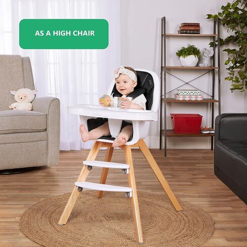 Evolur Zoodle 2-in-1 High Chair for Baby & Toddler – Convertible High Chair to Toddler Chair, Padded Seat, 5-Point Safety Harness, Dual Dishwasher-Safe Trays, Solid Beechwood Legs – Pink in Kuwait