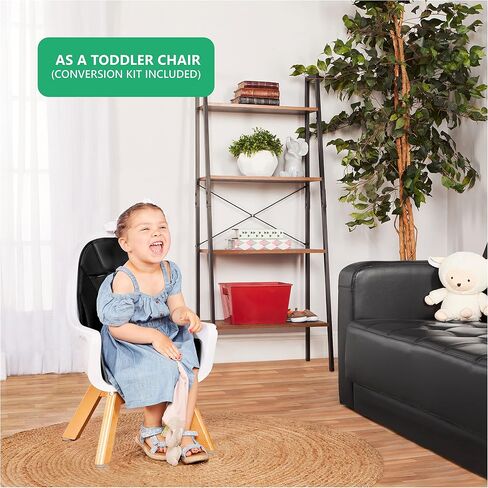 Evolur Zoodle 2-in-1 High Chair for Baby & Toddler – Convertible High Chair to Toddler Chair, Padded Seat, 5-Point Safety Harness, Dual Dishwasher-Safe Trays, Solid Beechwood Legs – Pink in Kuwait