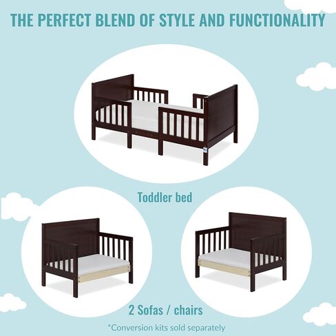 Dream On Me Hudson 3-in-1 Convertible Toddler Bed, 4 Safety Guard Rails, Low-to-Floor Design, Greenguard Gold & BSA Certified, Solid New Zealand Pinewood, Converts to Chairs & Table – White in Saudi Arabia