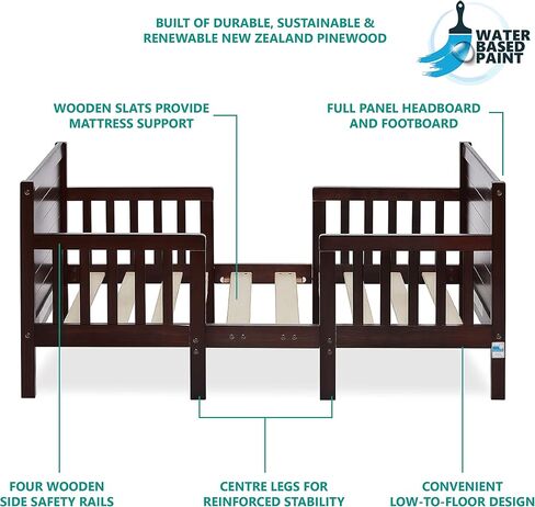 Dream On Me Hudson 3-in-1 Convertible Toddler Bed, 4 Safety Guard Rails, Low-to-Floor Design, Greenguard Gold & BSA Certified, Solid New Zealand Pinewood, Converts to Chairs & Table – White in Saudi Arabia
