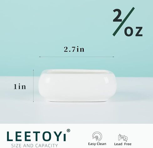 Reptile Food Bowls Ceramic Square Reptile Water Food Dish, Pet Food Bowl for Lizards, Young Bearded Dragons, Gecko Tortoise Spider, Small Snakes (White, Small 1-Pack) in Kuwait