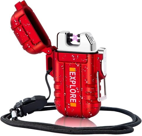 ولاعة LcFun مقاومة للماء للاستخدام في الهواء الطلق ومقاومة للرياح ولاعات كهربائية بقوس مزدوج USB قابلة لإعادة الشحن - عديمة اللهب - ولاعات باردة للتخييم والمشي لمسافات طويلة والمغامرة والعتاد التكتيكي للبقاء على قيد الحياة (أسود) in Kuwait