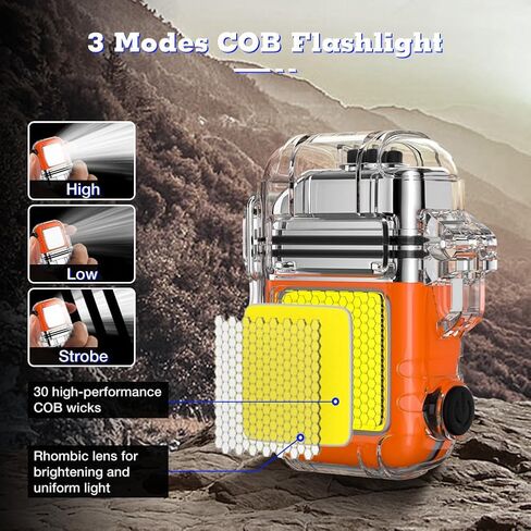 LcFun Waterproof Lighter Outdoor Windproof Dual Arc Electric Lighters USB Rechargeable-Flameless-Plasma Cool Lighters for Camping, Hiking, Adventure, Survival Tactical Gear (Black) in Saudi Arabia