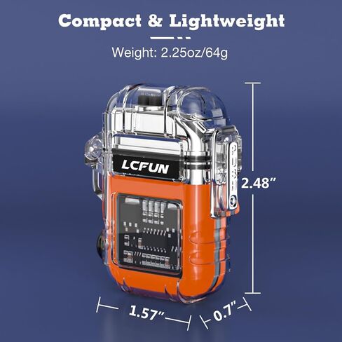 LcFun Waterproof Lighter Outdoor Windproof Dual Arc Electric Lighters USB Rechargeable-Flameless-Plasma Cool Lighters for Camping, Hiking, Adventure, Survival Tactical Gear (Black) in Saudi Arabia