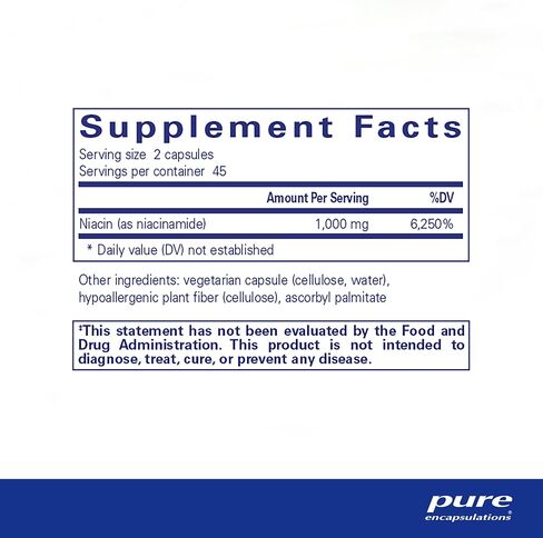 Pure Encapsulations Niacinamide | Vitamin B3 Supplement to Support Energy Metabolism, Joint Mobility, and Metabolic Function* | 90 Capsules in Saudi Arabia