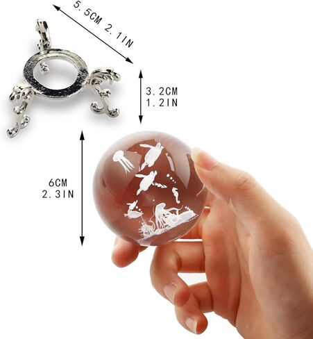 HDCRYSTALGIFTS كرة زخرفية ثلاثية الأبعاد من الكريستال الحوت مع حامل 60 مم (2.3 بوصة) كرة زجاجية لحيوانات البحر زخرفة فنغ شوي كرة زجاجية لتزيين طاولة المنزل in Kuwait