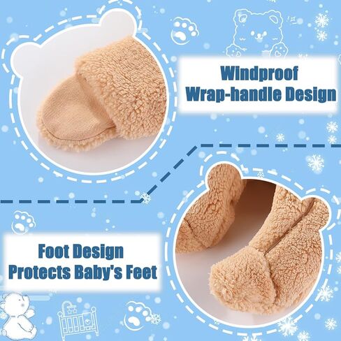 Fairy Baby Newborn Baby Winter Snowsuit Bear Thick Romper Footie Double Zip Hooded Jumpsuit Fleece Coat Infant Boy Girl 0-12M in Kuwait