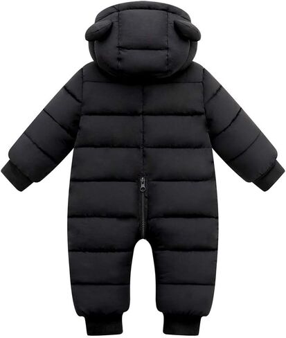 Unisex Baby Snowsuit Infant Cute Bear Hooded Winter Warm Flannel Lining Romper in Saudi Arabia