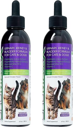 Cat & Dog Urinary Tract Treatment, Bladder & Kidney Support for Dogs and Cats, Powerful yet Gentle Pet Care, with Liquid Cranberry & Glucosamine, Chicken Flavor, 6 oz Bottle, 1 Pack in Kuwait