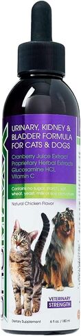 Cat & Dog Urinary Tract Treatment, Bladder & Kidney Support for Dogs and Cats, Powerful yet Gentle Pet Care, with Liquid Cranberry & Glucosamine, Chicken Flavor, 6 oz Bottle, 1 Pack in Kuwait