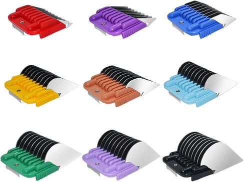 Professional Animal Stainless Steel Attachment 9 Color Guide Comb Set,Compatible with Andis, Oster A5, Wahl KM Series Clipper Detachable Blade Pet, Dog, Cat, and Horse Clippers in Kuwait