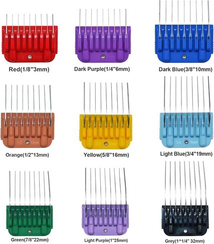 Professional Animal Stainless Steel Attachment 9 Color Guide Comb Set,Compatible with Andis, Oster A5, Wahl KM Series Clipper Detachable Blade Pet, Dog, Cat, and Horse Clippers in Kuwait