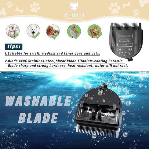 Detachable Adjustable Pet Dog Grooming Clipper 5-in-1 Blade in Kuwait