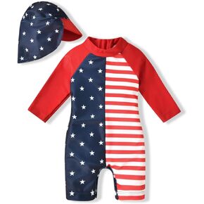Aalizzwell Baby Girls Long Sleeve One Piece Bathing Suit with Hat