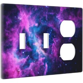 purple cute unicorn Double Toggle Light Switch Cover Decorative Wall Plate 2 Gang for Girls Kids Room Bedroom Decor Two Lightswitch Design
