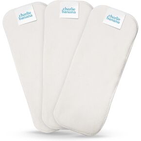 Charlie Banana Baby Super Absorbent Deluxe Reusable and Washable Fleece Inserts for Cloth Diapers, Newborn/Booster Size, 3 Pack