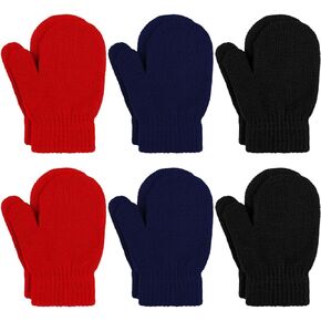 URATOT 6 Pairs Toddler Knitted Mittens Magic Stretch Gloves Winter Warm Knitted Soft Baby Mittens
