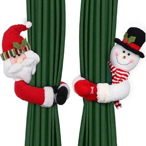 D-FantiX Christmas Curtain Buckle Tieback Set of 2, Santa Snowman Curtain Tiebacks Holdback Fastener Buckle Clamp Window Decorations Wine Bottle Topper Christmas Ornaments Home Holiday Décor 2023 in Kuwait