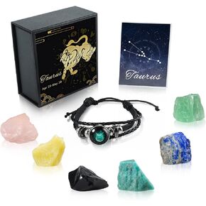 Nicetage Libra Healing Crystals Gift Ideas 12 Zodiac Signs Natural Healing Crystals with Horoscope Box Set, 6 Crystal Stones, 1 Zodiac Bracelet and Info Guide Libra Gifts for Women in Kuwait