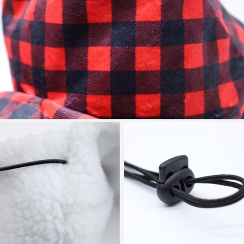 Christmas Antler Check Dog Santa Hat and Xmas Pet Red Knit Scarf with White Pompom Ball - Winter Neck Warmer and Festive Party Dress-up for Pets (Medium) in Saudi Arabia