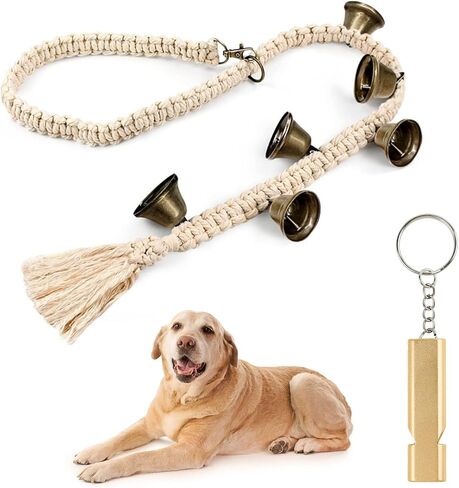 HOYDATE Dog Bell for Door Potty Training Durable Woven Dog Door Bell for Sliding Door Adjustable Hanging Door Bell Length for Small, Medium and Large Dogs to Go Outside in Kuwait