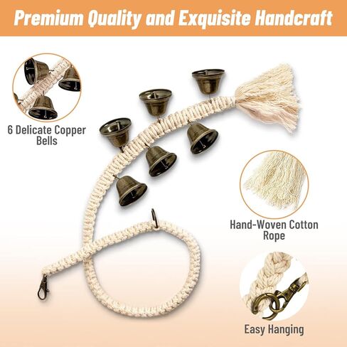 HOYDATE Dog Bell for Door Potty Training Durable Woven Dog Door Bell for Sliding Door Adjustable Hanging Door Bell Length for Small, Medium and Large Dogs to Go Outside in Kuwait
