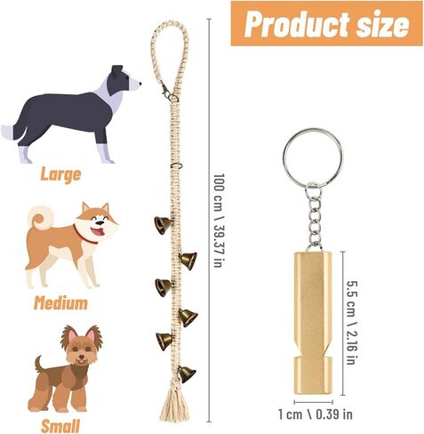 HOYDATE Dog Bell for Door Potty Training Durable Woven Dog Door Bell for Sliding Door Adjustable Hanging Door Bell Length for Small, Medium and Large Dogs to Go Outside in Kuwait