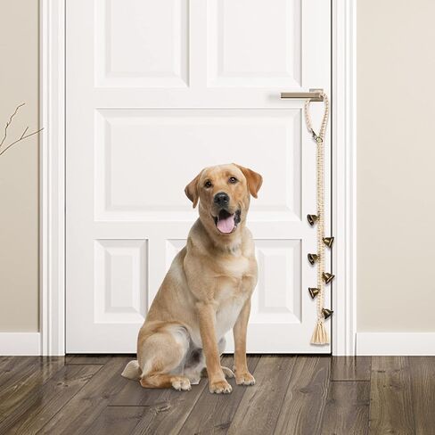 HOYDATE Dog Bell for Door Potty Training Durable Woven Dog Door Bell for Sliding Door Adjustable Hanging Door Bell Length for Small, Medium and Large Dogs to Go Outside in Kuwait
