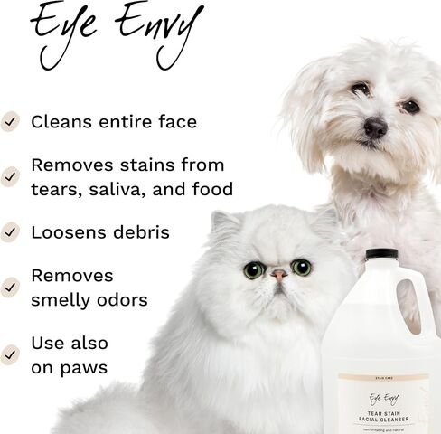 Eye Envy Tear Stain Facial Cleanser for Dogs and Cats. Washes Away Crusty Eye Debris, Eye Boogers, Eye Discharge. Tearless Foaming Formula. Cleans Tear Stains. All-Natural. 8.45 fl. oz. in Kuwait