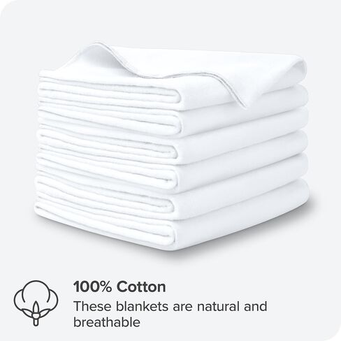 Bare Home Flannel Receiving Blanket, Premium 100% Cotton Flannel Blanket 6-Pack, Hypoallergenic, Gentle on Skin, Warm and Durable (Receiving, Cream) in Saudi Arabia