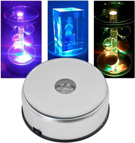 Display Turntable Base for Crystals Glass Art,4" 7 LED 7 Colored Rotating Crystal Display Base Stand with AC Adapter,for Crystals Glass Jewelry Art in Saudi Arabia