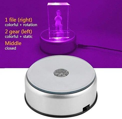 Display Turntable Base for Crystals Glass Art,4" 7 LED 7 Colored Rotating Crystal Display Base Stand with AC Adapter,for Crystals Glass Jewelry Art in Saudi Arabia