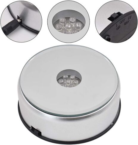 Display Turntable Base for Crystals Glass Art,4" 7 LED 7 Colored Rotating Crystal Display Base Stand with AC Adapter,for Crystals Glass Jewelry Art in Saudi Arabia