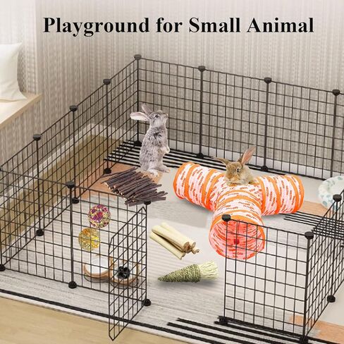 RUNANIA Bunny Tunnels & Tubes, Collapsible 3 Way Rabbit Hideout Rabbit Enrichment Toys for Rabbits Bunny Guinea Pigs Chinchilla in Kuwait