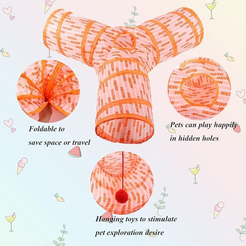 RUNANIA Bunny Tunnels & Tubes, Collapsible 3 Way Rabbit Hideout Rabbit Enrichment Toys for Rabbits Bunny Guinea Pigs Chinchilla in Kuwait