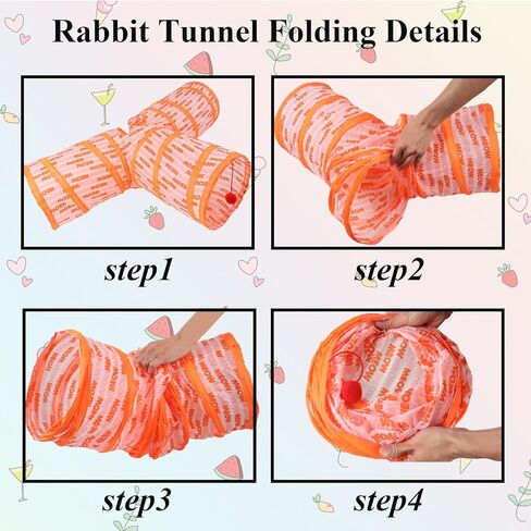 RUNANIA Bunny Tunnels & Tubes, Collapsible 3 Way Rabbit Hideout Rabbit Enrichment Toys for Rabbits Bunny Guinea Pigs Chinchilla in Kuwait