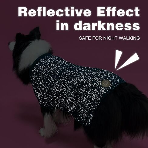 KYEESE Dog Sweaters with Leash Hole for Small Dogs Warm Pullover Dog Knitwear with Reflective Yarn for Fall Winter, Navyblue, XS in Kuwait