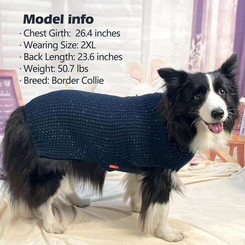 KYEESE Dog Sweaters with Leash Hole for Small Dogs Warm Pullover Dog Knitwear with Reflective Yarn for Fall Winter, Navyblue, XS in Kuwait