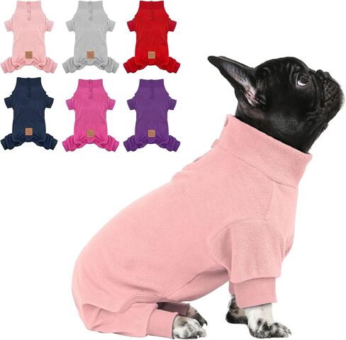 cyeollo Dog Pajamas Warm Fleece Dog Sweater Coat Pjs Thermal Dog Onesie Stretchy Winter Doggie Jumpsuit Pet Sweater Outfits for Small Dogs Color Pink in Saudi Arabia