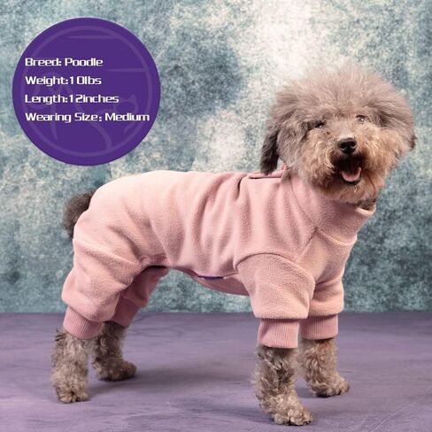 cyeollo Dog Pajamas Warm Fleece Dog Sweater Coat Pjs Thermal Dog Onesie Stretchy Winter Doggie Jumpsuit Pet Sweater Outfits for Small Dogs Color Pink in Saudi Arabia