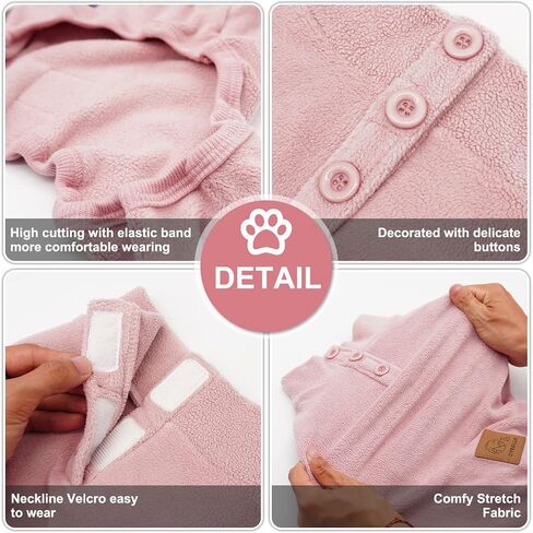 cyeollo Dog Pajamas Warm Fleece Dog Sweater Coat Pjs Thermal Dog Onesie Stretchy Winter Doggie Jumpsuit Pet Sweater Outfits for Small Dogs Color Pink in Saudi Arabia