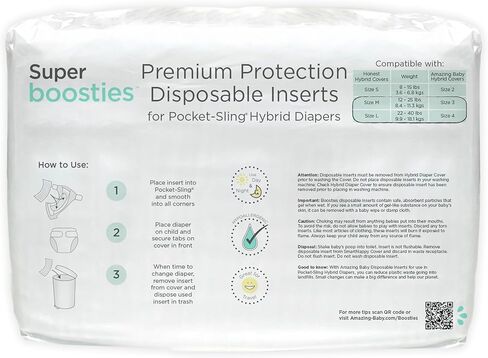 حشوات حفاضات للاستعمال مرة واحدة من Super Boosties، أثناء النهار والليل، تناسب غطاء الحفاضات الهجين الصادق، تناسب الحفاضات الذكية الرائعة للأطفال، وسادة معززة للحفاضات للاستعمال مرة واحدة، 30 قطعة، مقاس متوسط/كبير، 4.3 × 13 بوصة in Kuwait