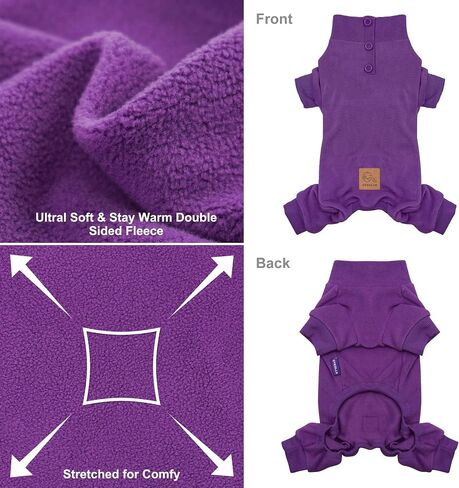 cyeollo Dog Pajamas Warm Fleece Dog Sweater Coat Pjs Thermal Dog Onesie Stretchy Winter Doggie Jumpsuit Pet Sweater Outfits for Small Dogs Color Pink in Saudi Arabia