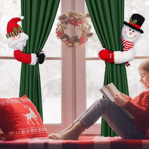 D-FantiX Christmas Curtain Buckle Tieback Set of 2, Santa Snowman Curtain Tiebacks Holdback Fastener Buckle Clamp Window Decorations Wine Bottle Topper Christmas Ornaments Home Holiday Décor 2023 in Saudi Arabia