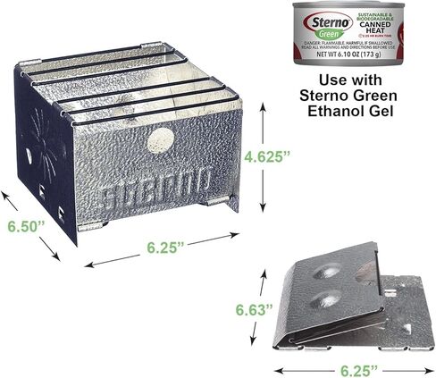موقد Sterno القابل للطي، إعداد طعام الطوارئ المدمج، فضي، 6-1/4 بوصة طول × 6-3/8 بوصة عرض × 4-5/8 بوصة ارتفاع، الوقود غير متضمن، 4 عبوات in Kuwait