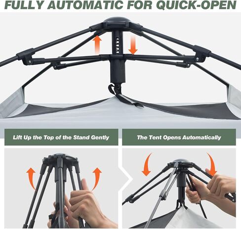 Overmont Instant Pop Up Tent with Tarp - 1-3 Person Pop Up Lightweight Backpacking Tent for Camping - Easy Setup Waterproof with Shelter or Rain Fly - Ideal for Family, Outdoor, Hiking in Kuwait