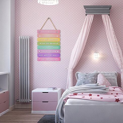 ديكور غرفة جمالي للفتيات المراهقات قوس قزح لوحة فنية جدارية ملهمة لغرفة نوم الاطفال، ديكور غرفة كاواي لطيف، ديكور غرفة الاميرة الصغيرة، لافتة لغرفة الاطفال الصغار ديكور غرفة الحضانة والسكن in Kuwait