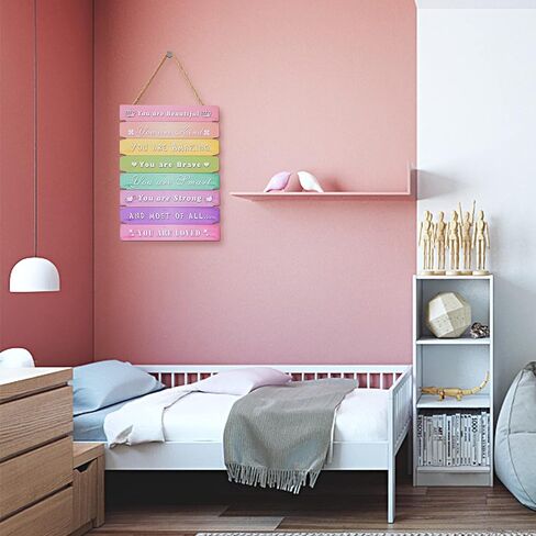 ديكور غرفة جمالي للفتيات المراهقات قوس قزح لوحة فنية جدارية ملهمة لغرفة نوم الاطفال، ديكور غرفة كاواي لطيف، ديكور غرفة الاميرة الصغيرة، لافتة لغرفة الاطفال الصغار ديكور غرفة الحضانة والسكن in Kuwait