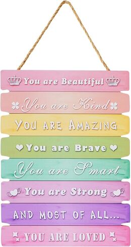 ديكور غرفة جمالي للفتيات المراهقات قوس قزح لوحة فنية جدارية ملهمة لغرفة نوم الاطفال، ديكور غرفة كاواي لطيف، ديكور غرفة الاميرة الصغيرة، لافتة لغرفة الاطفال الصغار ديكور غرفة الحضانة والسكن in Kuwait